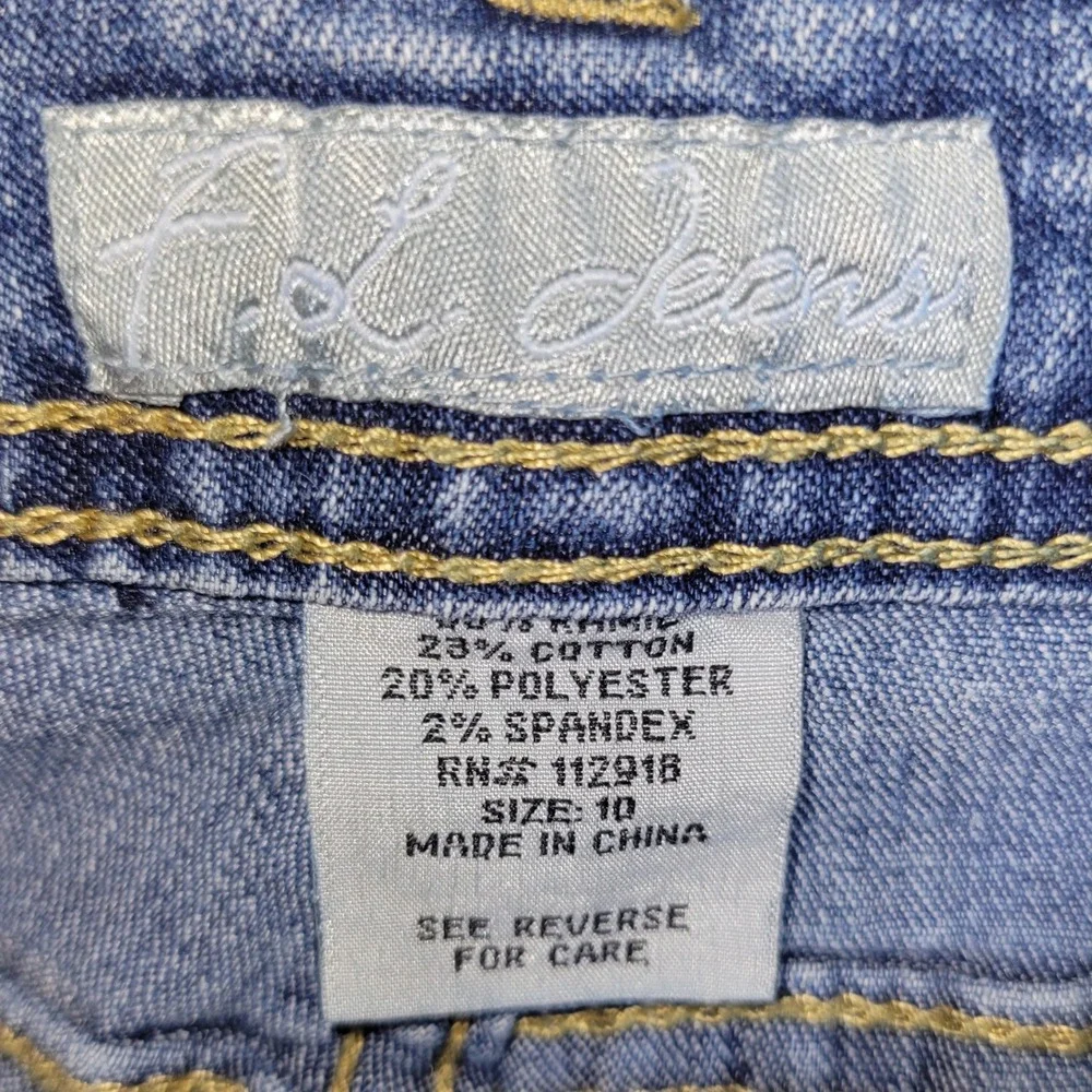 Vintage F.L. Jeans Medium Wash Embellished Sequin Floral Bootcut Denim Jeans Y2K